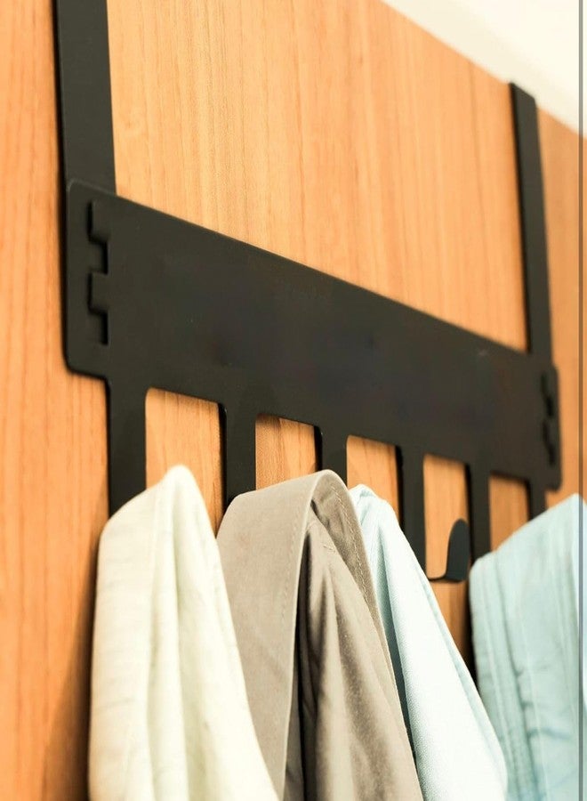 علاقة ملابس روريان قطعة واحدة تُعلق فوق الباب، تصميم بـ 7 خطافات، علاقة متعددة الاستخدامات مثالية لتنظيم الملابس، علاقات أبواب مثالية للملابس والإكسسوارات، مصنوعة من معدن كربوني متين للمنزل (عبوة من قطعة واحدة) - Image 3